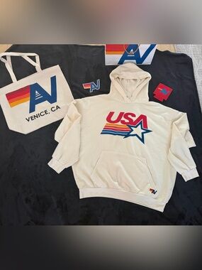 NWT Aviator Nation USA Relaxed Hoodie in Large + Tote bag